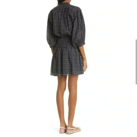 Rebecca Taylor Ikat Print Smocked Cotton Shirred dress Size M NWT - Picture 4 of 8